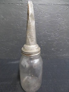 lot 72 image: VINTAGE GLASS MOBILE OIL AF JAR