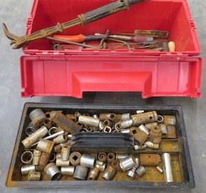 lot 105 image: PLANO TOOL BOX WITH SOCKETS & MORE