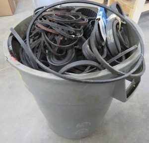 lot 114 image: GARBAGE CAN FULLL OF MECHANICAL BELTS
