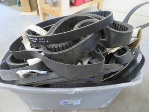 lot 132 image: LARGE PLASTIC BIN  NEW JUMBO BELTS PLUS