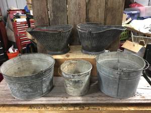 lot 15 image: Vintage Coal Hod - Galvanized Buckets