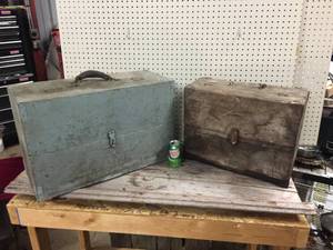 lot 126 image: 2 Antique Carpenters Wooden Tool Boxes