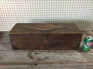 lot 136 image: Antique Wood Box With Lathe Tools