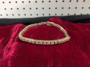 lot 156 image: Womens GoldSilverPink Stone Tennis Bracelet