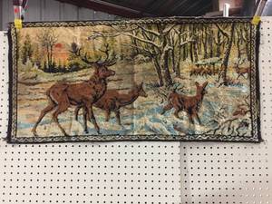 lot 164 image: Vintage White-tailed Deer Tapestry
