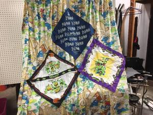 lot 170 image: Vintage Smurf Curtains & TM Ninja Turtles Headbands