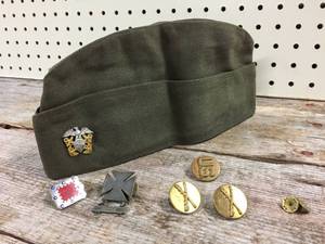 lot 180 image: Vintage Military Hat & Merritt Pins