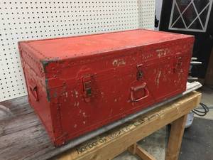 lot 181 image: Vintage Military Reinforced Trunk