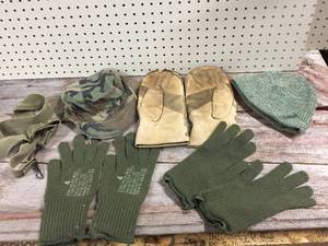 lot 183 image: Military Issue Hats - Gloves - Mitts