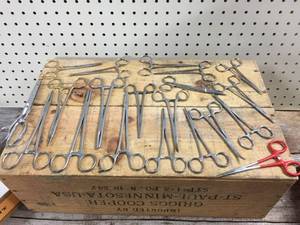 lot 186 image: Group Surgical Tape Scissors - Clamps