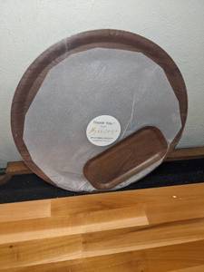 BEECORA Wood Fiber Serving Tray Charcuterie Board -Round 15.5, Includes Bonus Plate