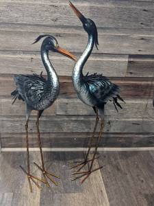 CHISHEEN Large Garden Crane Statues Outdoor Sculptures, Metal Yard Art (2)