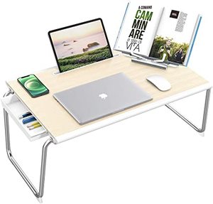 Nulaxy Multifunction Folding Laptop Table, White Oak