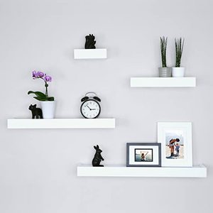 Ballucci Modern Ledge Floating Wall Shelves, Set of 4, White
