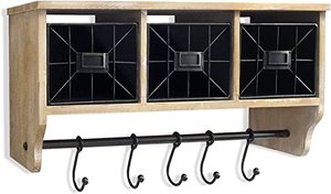 Growsun Wall Mounted Coffee Bar Shelf with Hooks & Baskets