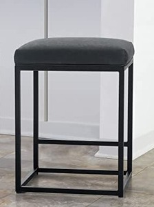 MAISON ARTS Black Counter Height 24 Bar Stool, Single