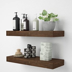 BAMFOX Floating Wall Shelf Set of 2, Natural Bamboo