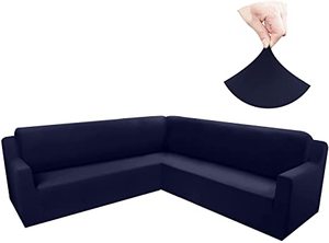 L Shaped Stretch Corner Sectional Couch Cover, Navy