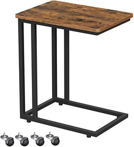 VASAGLE Rolling Side Table, BlackBrown
