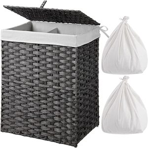 GREENSTELL Laundry Hamper with 2 Removable Liner Bags, Gray