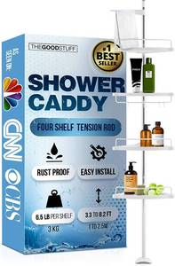 The Good Stuff 4 Shelf Tension Rod Shower Caddy