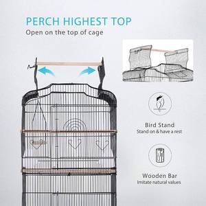 VIVOHOME 59.8 Inch Wrought Iron Bird Cage with Play Top and Rolling Stand