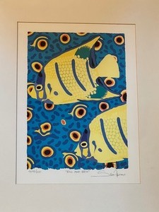 lot 12 image: Two Whimsical Fish Themed Art Pieces