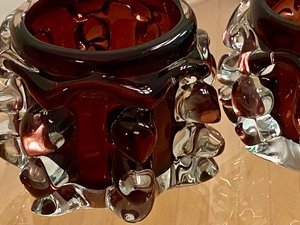 lot 51 image: Pair of Art Glass Candle Holders