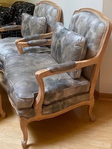 lot 48 image: Two Large Formal Arm Chairs with Ottoman