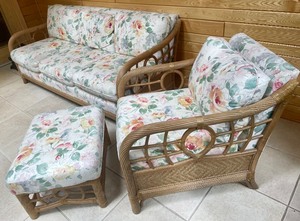 lot 62 image: Wonderful Wicker Sofa, Chair and Ottoman