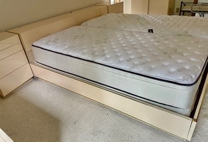 lot 72 image: Contemporary Beige King Bed with Detachable Night Stands