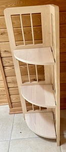lot 71 image: Blonde Wood Folding Corner Shelf