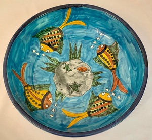 lot 79 image: Colorful Aquatic Themed Bowl