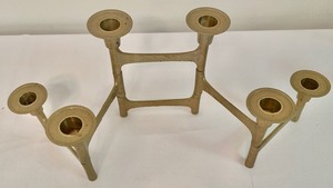 lot 125 image: Pair of Reconfigurable Brass Candle Holders