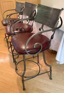 lot 111 image: 3 Ornately Designed Swiveling Stools