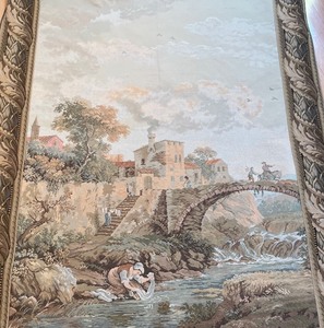 lot 113 image: Terrific Tapestry with Decorative Hanging Pole Attached