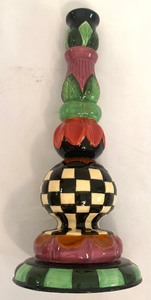 lot 85 image: 3 Whimsical Hand Painted Candle Holders by House of Hatten Inc