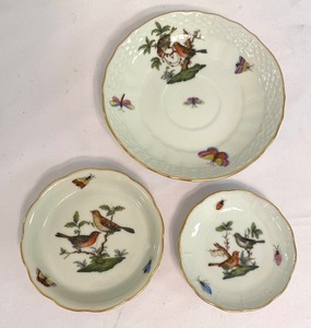 lot 100 image: 9 Piece Bird Themed Plates by Herend of Hungary