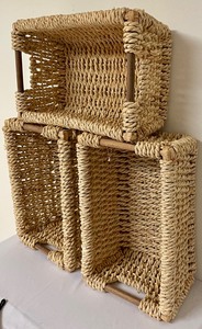 lot 136 image: 3 Maize Rope Storage Baskets