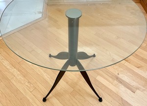 lot 163 image: Great Glass Top Table with a Metal Base