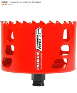 DIABLO 6 in. Carbide Hole Saw with 2-38 in. Cutting Depth & Wiss 12-12 in. Heavy Duty Industrial Shears. See Pictures