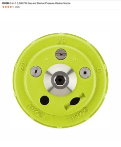 RYOBI 5-in-1 3,300 PSI Gas and Electric Pressure Washer Nozzles & Soap Blaster Nozzles. See Pictures