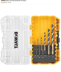 DEWALT Black and Gold Drill Bit Set (10-Piece) & RYOBI Titanium Drill Bit Kit (22-Piece). See Pictures