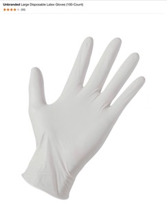Unbranded Large Blue Disposable Nitrile Gloves (100-Count) & Unbranded Large White Disposable Latex Gloves (100-Count). See Pictures