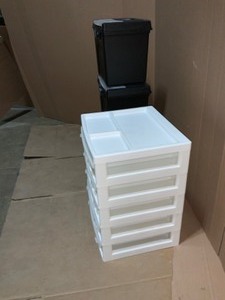 IRIS 3.9-Gal. Scrapbook Cart in White (5-Case) & Black FolderFiling Containers. See Pictures