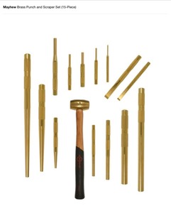 Mayhew Brass Punch and Scraper Set (15-Piece). See Pictures