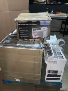 Pallet With Various Sized LG Electronics Air Conditioners. Various Conditions. See Pictures