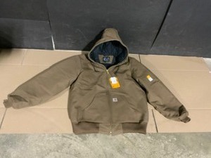 Carhartt Mens Medium Tall Coffee Cotton Quilted Flannel Lined Duck Active Jacket. See Pictures