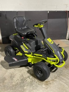 RYOBI 48V Brushless 38 in. 100 Ah Battery Electric Rear Engine Riding Lawn Mower. See Pictures