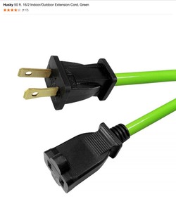(5) Husky 50 ft. 162 IndoorOutdoor Extension Cord, Green. See Pictures
